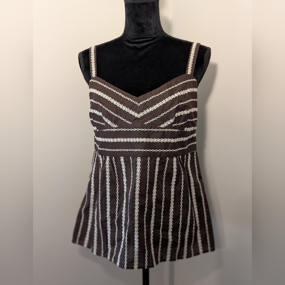 Ann Taylor LOFT Brown and White Bustier Tank Top